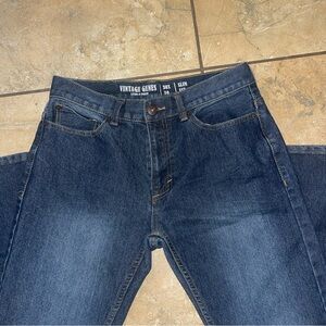 Vintage Genes Jeans Mens 30x30 Dark Blue Denim Slim Fit Distressed Cowboy Rodeo